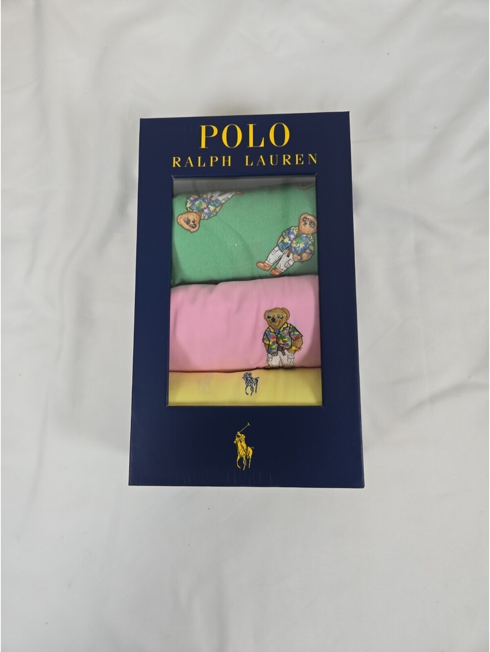Polo Ralph Lauren Polo Bear Boxer Briefs Pink/Yellow/Green/ (3-Pack) Size M NEW